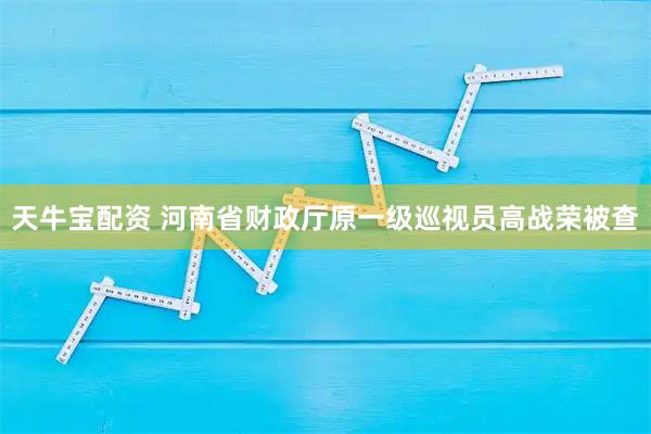 天牛宝配资 河南省财政厅原一级巡视员高战荣被查