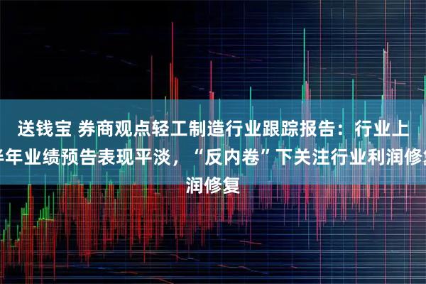 送钱宝 券商观点轻工制造行业跟踪报告:行业上半年业绩预告表现平淡,“反内卷”下关注行业利润修复